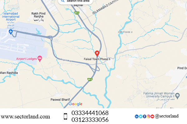 Location Of Faisal Town Phase 2 Overseas Block